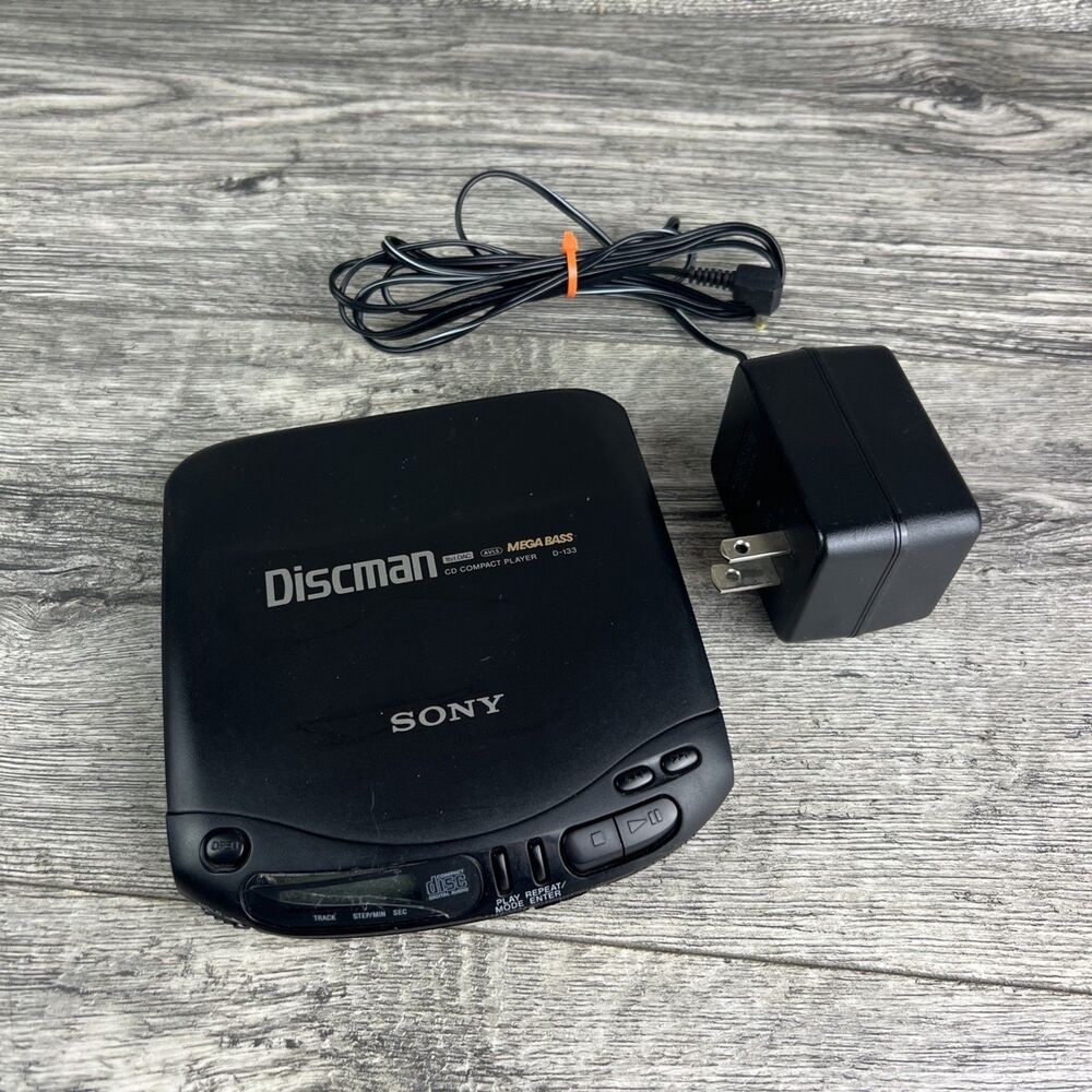 Sony Discman D-133 Vintage Portable Personal CD Player + OEM Adapter Working